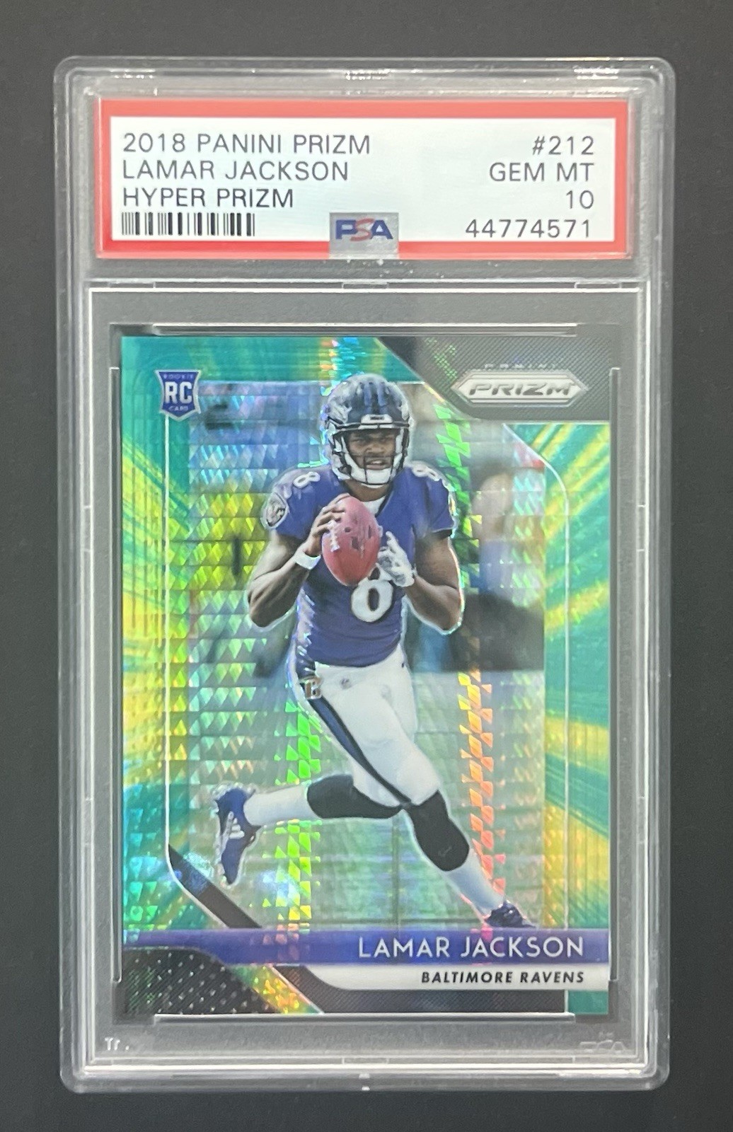 2018 Panini Prizm Hyper #212 Lamar Jackson #102/275 RC Gem Mint PSA 10 Ravens