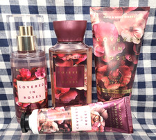 4 Piece NEW Covered In Roses Travel Set Mist Cream Gel Hand Bath Body Works