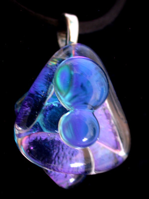 HANDCRAFTED Dichroic Sculptured Fused Glass Pendant / FOCAL PIECE