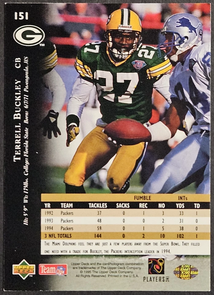 1995 Upper Deck Electric Silver #151 Terrell Buckley - Image 2 of 2