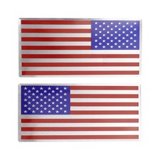 2 Pack 5x3 Aluminum 3d Metal American Flag Metal Emblem Sticker Decal Car Auto