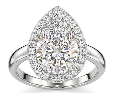 7.00 Ct Certified Pear Shape White Natural Diamond Ring VVS1 White Gold Finish