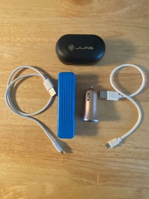 JLab -Wireless In-Ear Headphones  W/Miaday Charge Block 2 Charge Cords/ 12 Volt