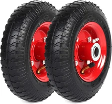 (2-Pack) 2.80/2.50-4" Tire and Wheel Set - 8 Inch Wheelbarrow Tire and Wheel  wi