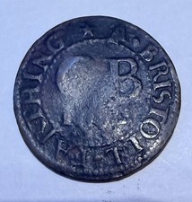 1652 Bristol Town Arms Farthing Token - Oliver Cromwell - Civil War - Coin