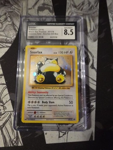 Snorlax Pokémon 2016 Black Star Promo- Xy179 Cosmos Holo Snorlax-gx Box Cgc 8.5