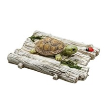 Schildkr&ouml;te mit Holzboot rustikal Schildkr&ouml;tenfigur dekorativ f&uuml;r
