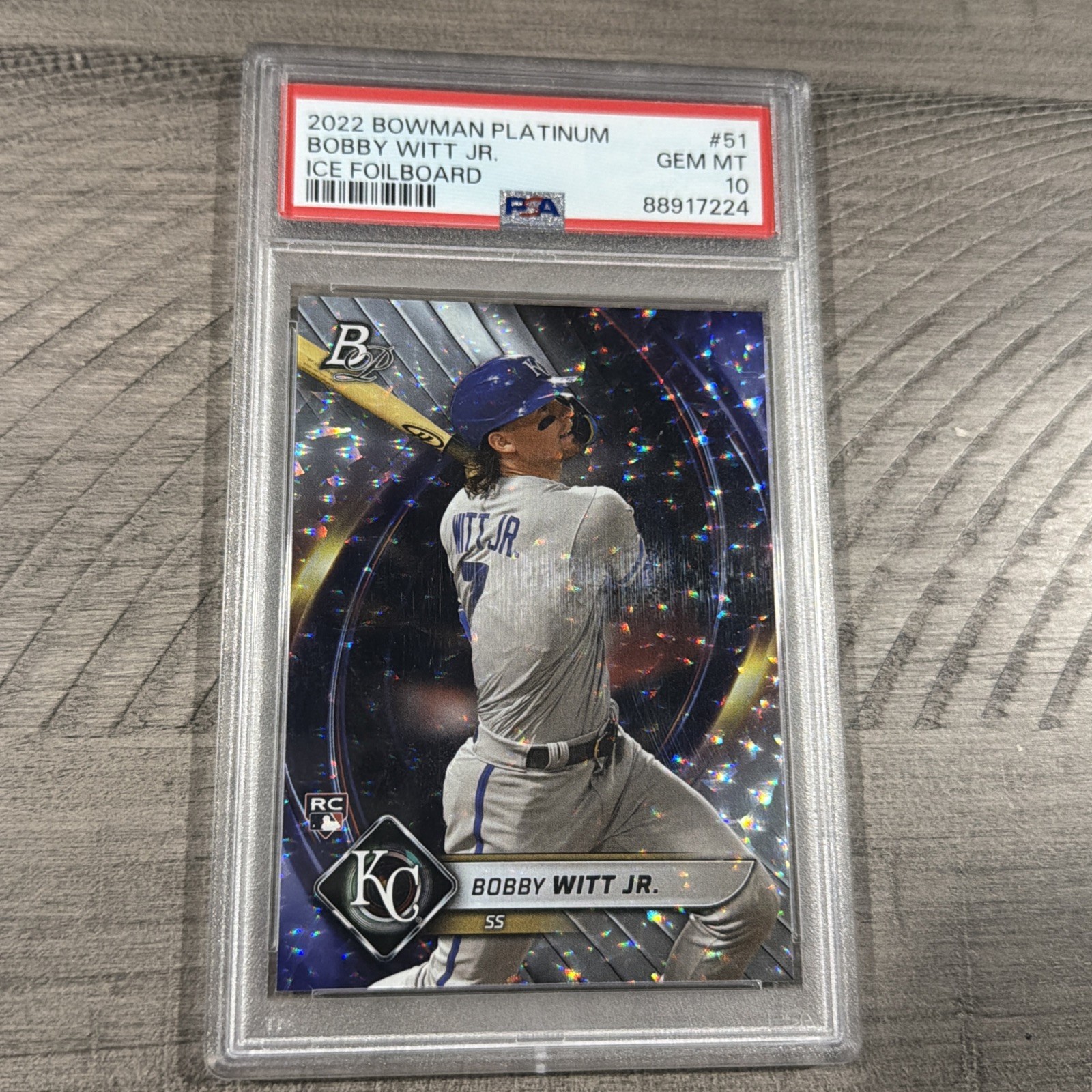 2022 Bowman Platinum Ice Foilboard #51 Bobby Witt Jr PSA 10 RC Rookie