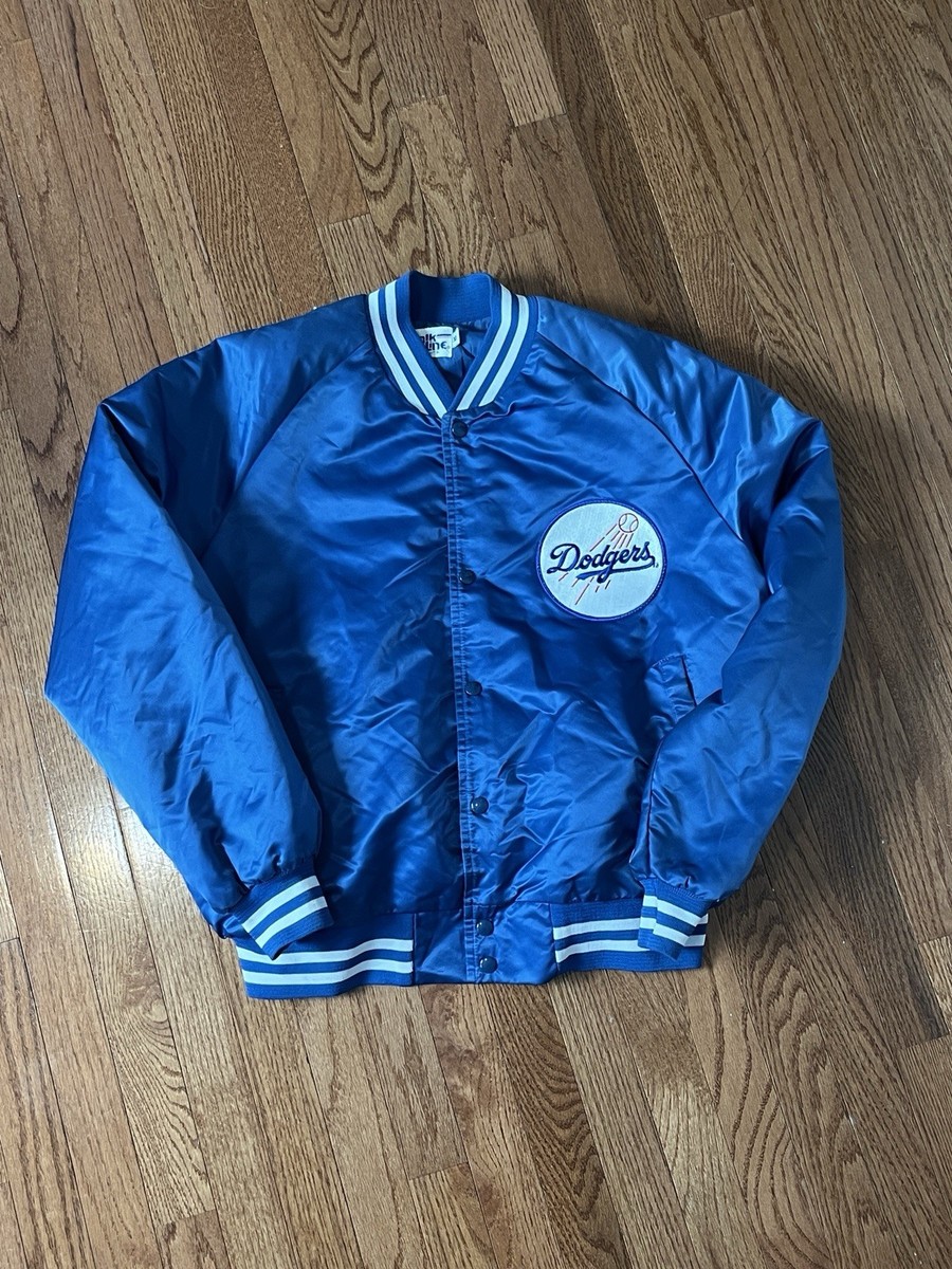 VTG 90s MLB LOS ANGELES DODGERS CHALK LINE SATIN JACKET SPELL OUT