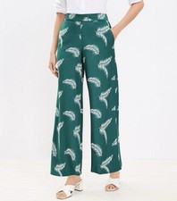 ANN TAYLOR LOFT 2023 Green Leaf Fluid Wide Leg Pants Sz L NWT Travel Vacation