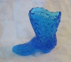Vintage FENTON GLASS Boot Shoe Colonial Blue Daisy & Button