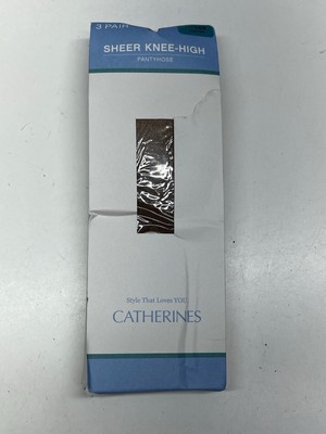 Catherines Sheer Knee Hi High Sock 3 Pack Nylon Stocking Coffee Plus C / D / E