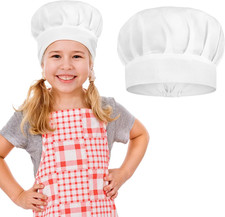White Adjustable Kids Chef Hat for Cooking Baking Party Costume Women Girls Boys