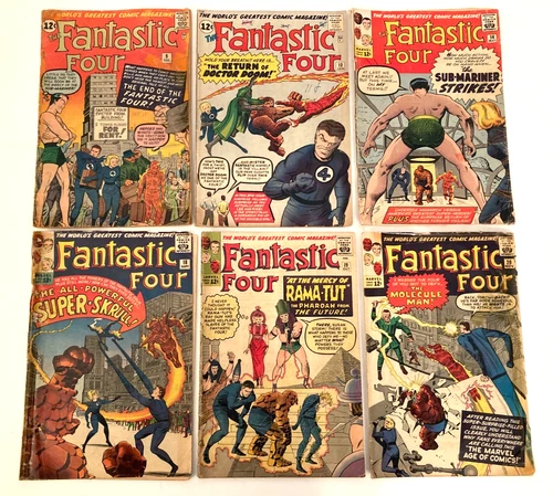 Fantastic Four 9 10 14 18 19 20 Vintage Silver Age Marvel Comics 1963 Lot