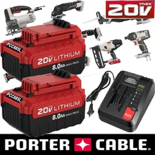 2PACK 8.0Ah Lithium Battery For Porter Cable 20V MAX PCC685L PCC680L OR Charger