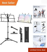 Music Stand Foldable  Portable Metal Sheet Music Stand with Carrying Bag, Ad...
