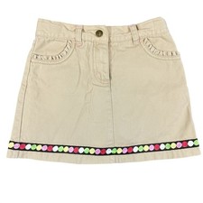 Gymboree Girls Khaki Skort Sz 6 Tan Cotton Rainbow Polka Dot Ribbon Ruffle Trim