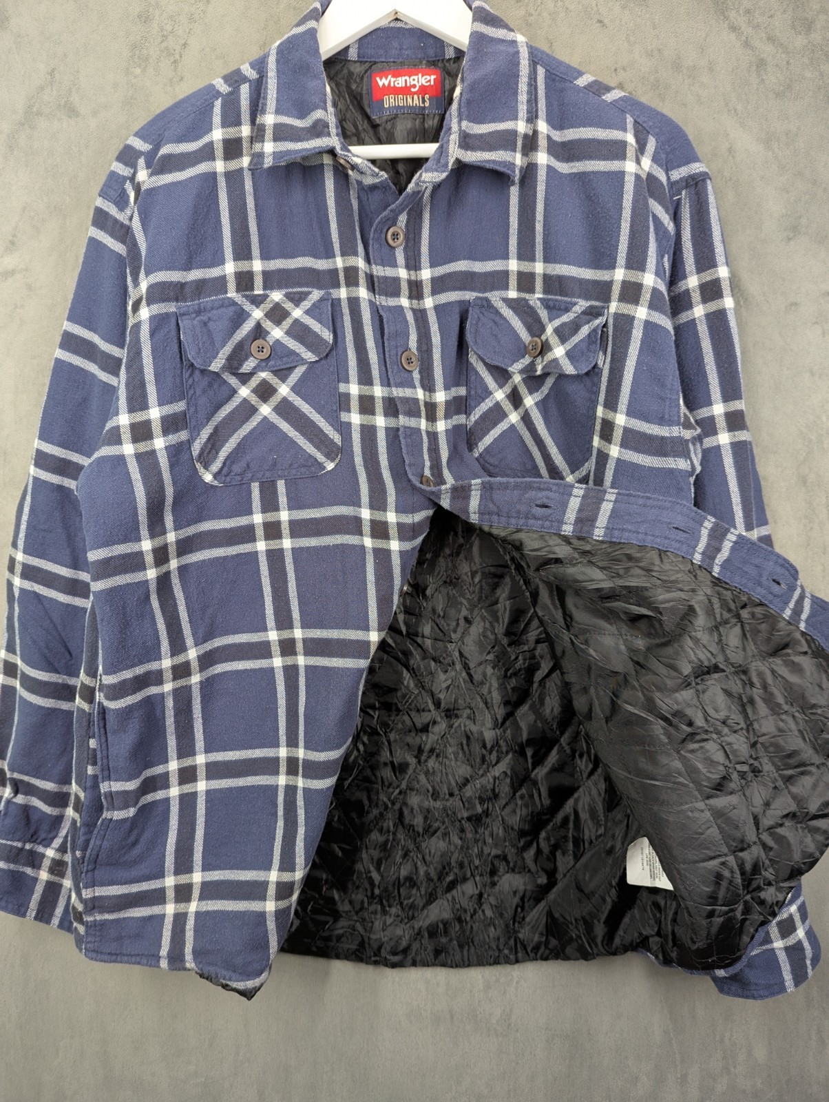 Wrangler Lumberjack Shirt Jacket Size Large Relaxed Fit Quilted Lining Pockets image 3