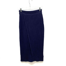 Maeve by Anthropologie Womens Blue Wide Ribbed Leanna Pull On Wrap Midi Skirt XS