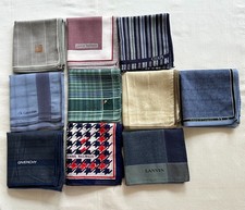 Lot of 10 Vintage Mens Handkerchief Check Geometric Cotton Pocket Square 17"-18"