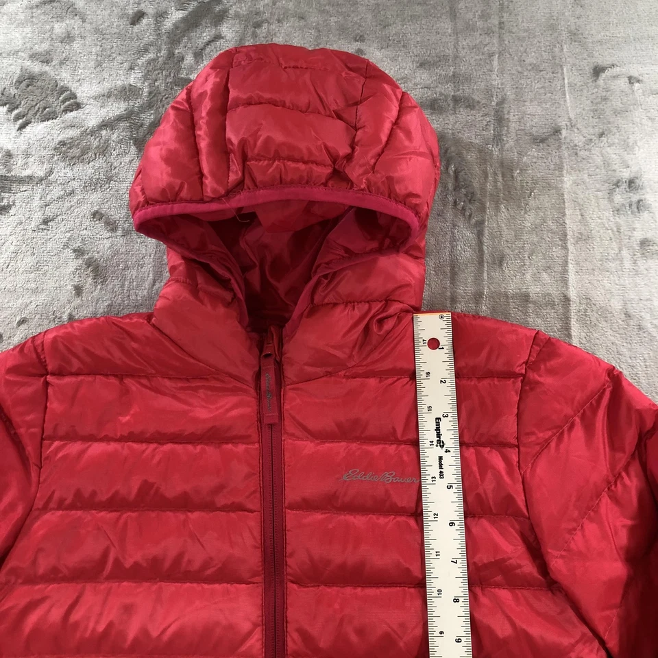 Eddie Bauer Jacket Youth Medium 10/12 Red Hooded Down Puffer reversable - Image 4 of 4