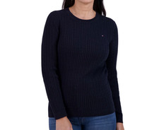 NEW Tommy Hilfiger Women's L Navy Cable Knit Sweater Crewneck Pullover