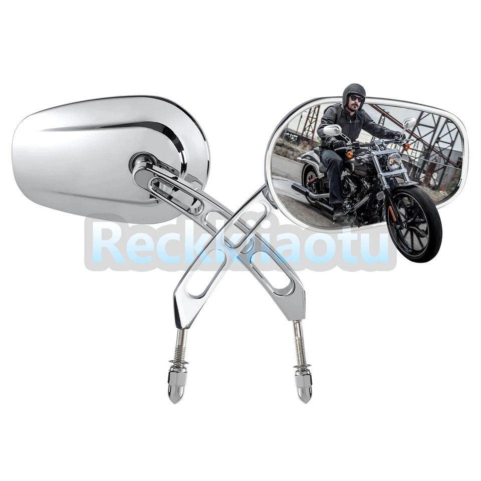 Espejos retrovisores cromados 8 mm para Harley-Davidson Sportster 883 1100 1100 1200 Foto 3 de 4