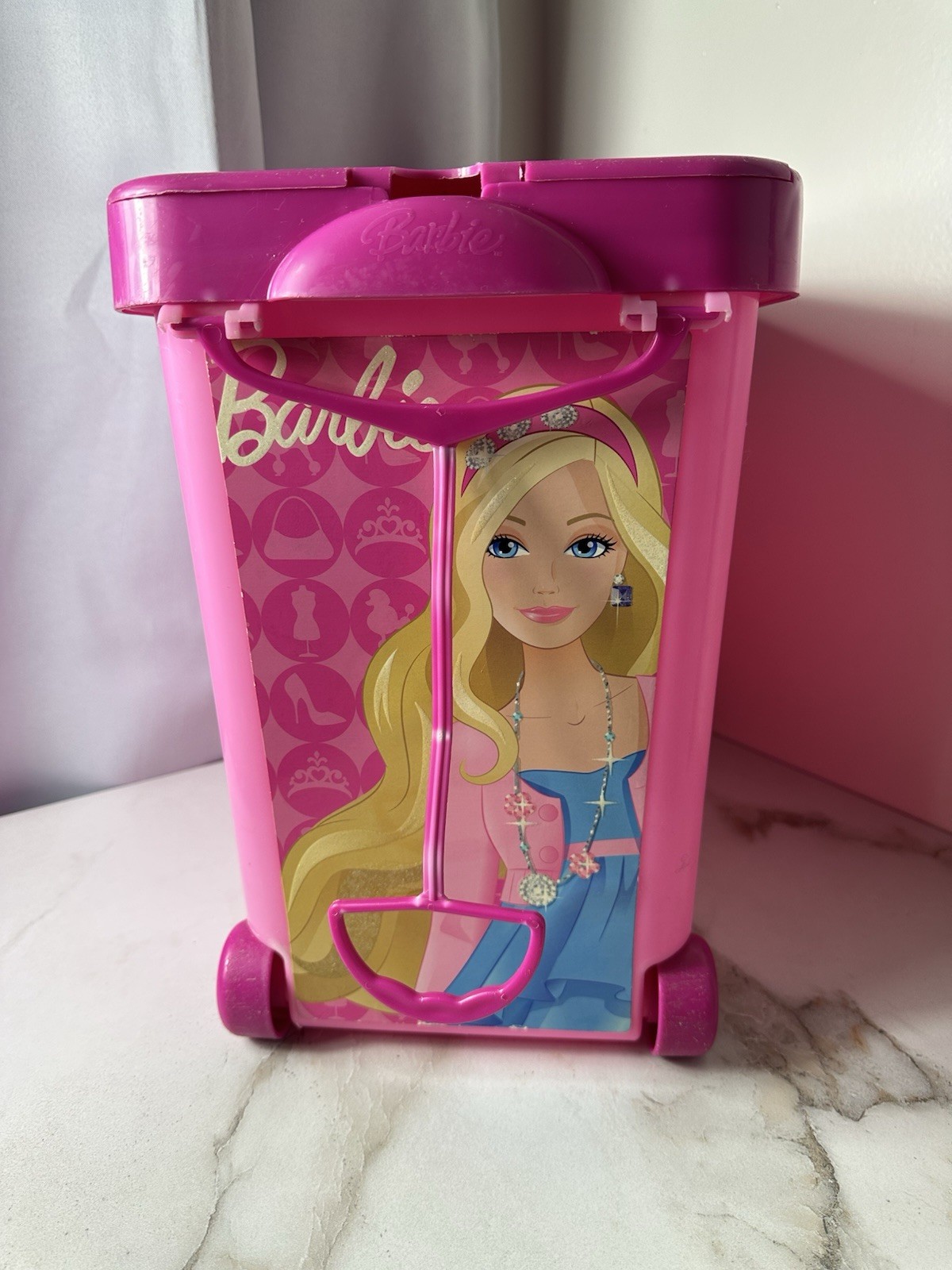Rolling Bin Storage Case Carry Box Playset Store for Barbie 