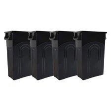 United Solutions 4pk 23 Gallon Kitchen Trash Can Garbage Bins, Black (Open Box)