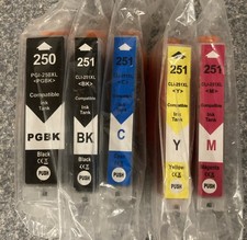 5pk Ink Cartridge For Canon  PGI-250XL CLI-251XL Pixma MG5420 MG5520 MX722 MX922