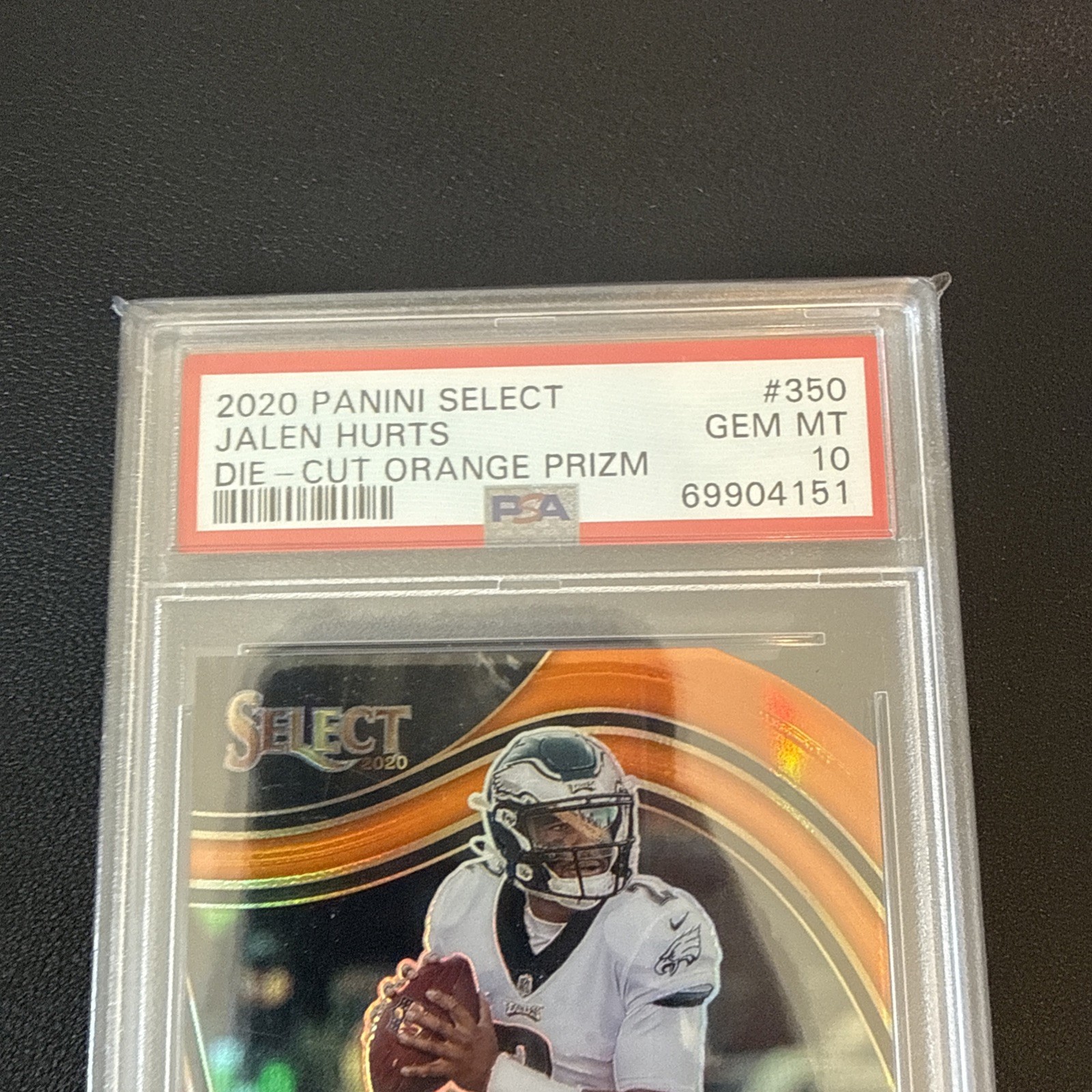 2020 Panini Select Jalen Hurts #350 Field Level Orange Prizm RC PSA 10 Gem Mint view 3