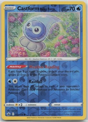 Castform Rainy Form 033/198 Reverse Holo SWSH06: Chilling Reign MP English Pokem