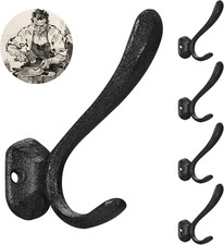 Rustic Cast Iron Coat Hooks Wall Mounted, Farmhouse Decorative Wall Hooks for H