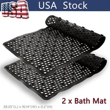 2-Pack Self-Draining Bath Mat, Anti-Slip Suction Cup Base PVC Bathtub Mat.