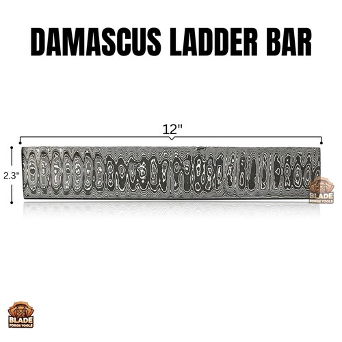 Damascus Steel Billet, Ladder Pattern Damascus Stock Blank Bar For Knife Making - Picture 4 of 7