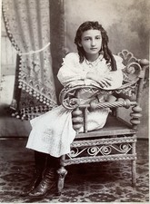 1890  s CABINET CARD PHOTO School Girl  OLIVE  Pretty Young Lady  A FRIEND  