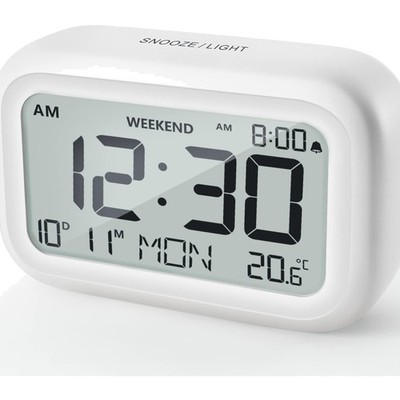 Digital Wecker Nachttisch Batteriebetrieb LCD-Display Snooze Wochenendfunktion