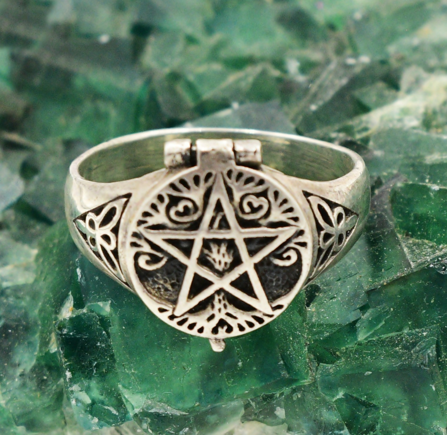 Sterling Silver 925 Pentacle Scrollwork Poison St… - image 1