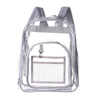 Borsa da scuola zaino impermeabile trasparente PVC grigio chiaro
