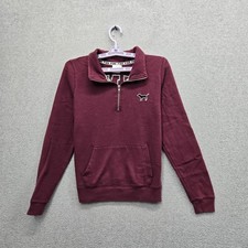 Victoria's Secret PINK Women Sweatshirt S Burgundy Embroidered Fleece Dog Logo