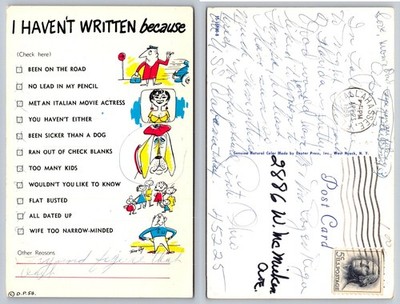 1966 Humorous Postcard I Haven't Written Because Cartoon Dexter Press Posted