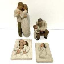 WILLOW TREE Family of 4 Figurines by Demdaco - Father, Mother, Daughter, Son