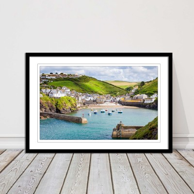 gerahmtes Bild Port Isaac Cornwall fertig zum Aufhängen Wandbild Wohndeko