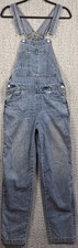 Denim Overalls XS Light Wash Distressed Straight Leg Y2K Grunge Dungarees NWOT