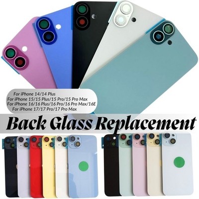 Back Glass Replacement Big Hole Rear Cover Metal Lot For iPhone 14 Plus 15 16 17