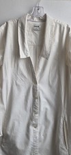 Hurley White  Midi Popover Shirtdress - LARGE  | 50s Retro Minimalist Style 