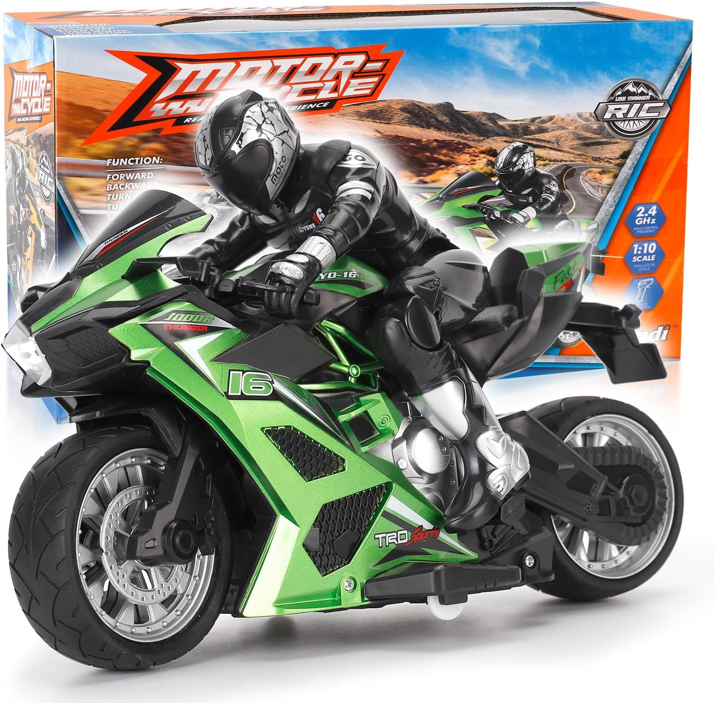 2.4G RC Remote Control Stunt Motorcycle with Riding Figure, 