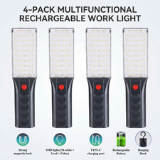 1/2/3/4PCS Super Bright Rechargeable LED COB Work Light Magnetic Flashlight Lamp