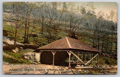 Eureka Springs Arkansas~Magnetic Spring Shelter House~HS Bozarth~1908 Postcard
