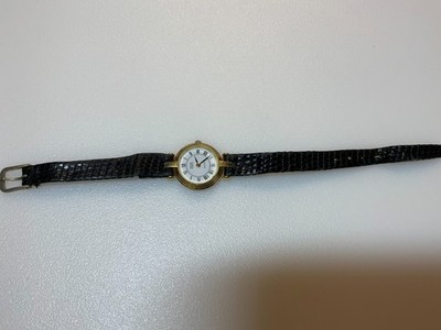 LADIES' ANNE KLEIN WATCHwhite face black faux leather band